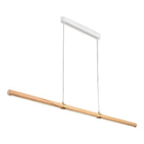 Calibo Aquila 1500mm Timber Tubular LED Linear Pendant with Brass Finish Collar | Ash with White - Dubbo Lighting Centre