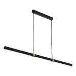 Calibo Aquila 1500mm Timber Tubular LED Linear Pendant with Brass Finish Collar | Black Ash with Black - Dubbo Lighting Centre