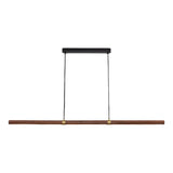 Calibo Aquila 1500mm Timber Tubular LED Linear Pendant with Brass Finish Collar | Walnut with Black - Dubbo Lighting Centre