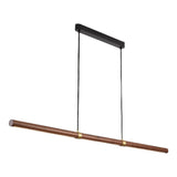 Calibo Aquila 1500mm Timber Tubular LED Linear Pendant with Brass Finish Collar | Walnut with Black - Dubbo Lighting Centre