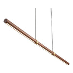 Calibo Aquila 1500mm Timber Tubular LED Linear Pendant with Brass Finish Collar | Walnut with Black - Dubbo Lighting Centre