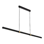 Calibo Aquila 2000mm Timber Tubular LED Linear Pendant with Brass Finish Collar | Black Ash with Black - Dubbo Lighting Centre