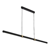 Calibo Aquila 2000mm Timber Tubular LED Linear Pendant with Brass Finish Collar | Black Ash with Black - Dubbo Lighting Centre