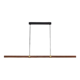 Calibo Aquila 2000mm Timber Tubular LED Linear Pendant with Brass Finish Collar | Walnut with Black  - Dubbo Lighting Centre