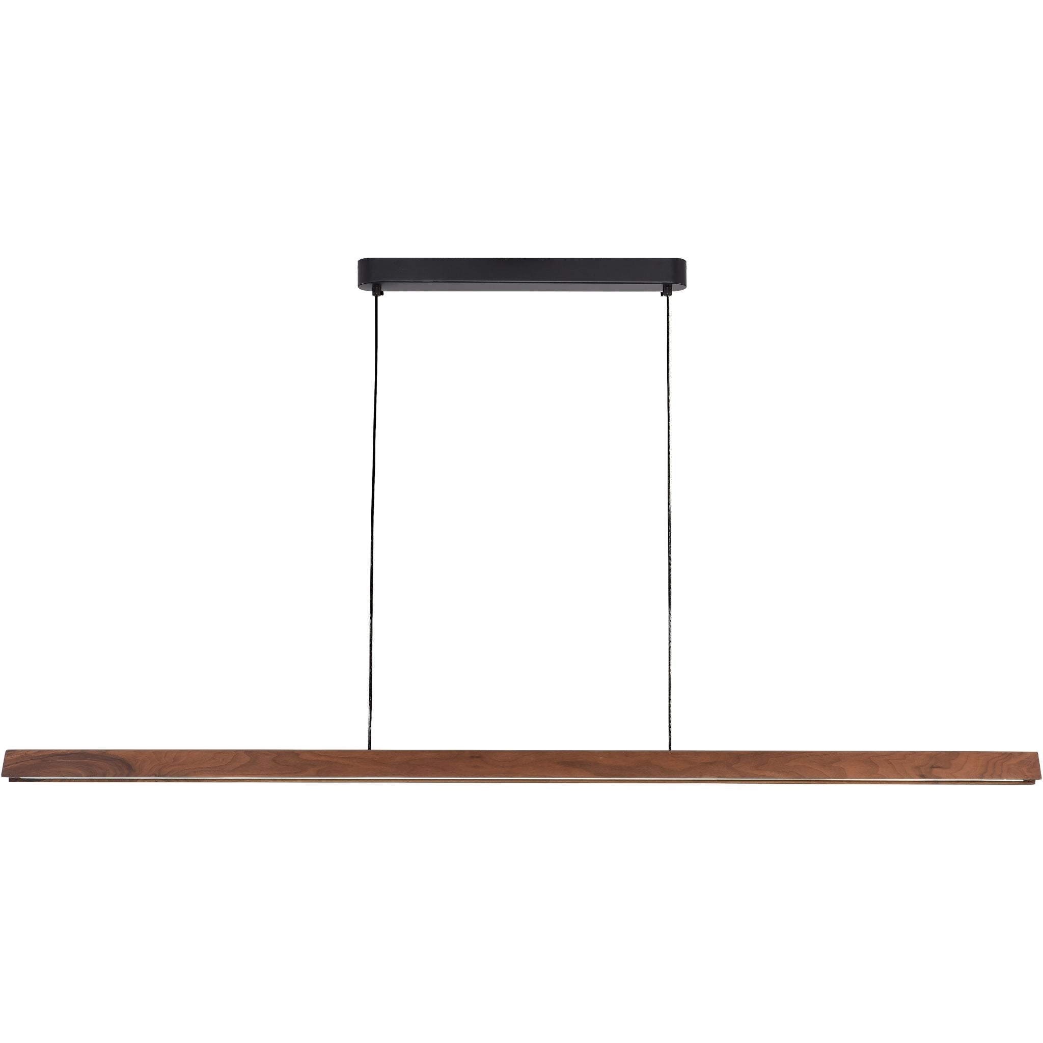 Calibo Avocent 1500mm Slim Timber Triangular Edge LED Linear Pendant | Walnut with Black - Dubbo Lighting Centre