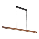Calibo Avocent 1500mm Slim Timber Triangular Edge LED Linear Pendant | Walnut with Black - Dubbo Lighting Centre