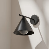 Calibo Becard Minimalist Cone Long Arm Outdoor Wall Light | Black - Dubbo Lighting Centre