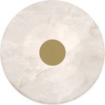 Calibo Bower Modern Alabaster Stone 200mm Round Wall Light | Brass - Dubbo Lighting Centre