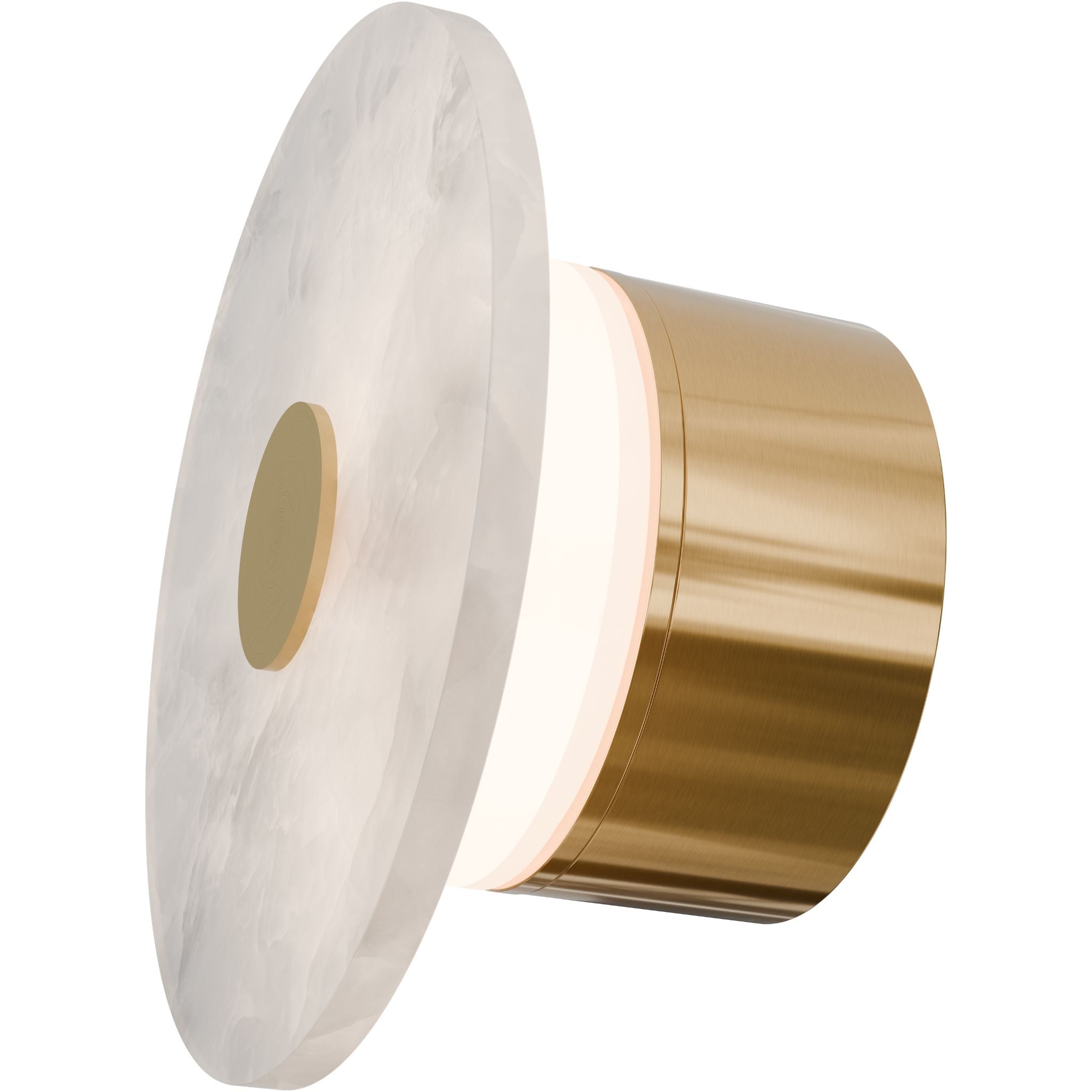 Calibo Bower Modern Alabaster Stone 200mm Round Wall Light | Brass - Dubbo Lighting Centre