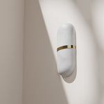 Calibo Bower Modern Alabaster Stone Capsule LED Wall Light | Alabaster with Brass - Dubbo Lighting Centre