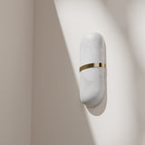 Calibo Bower Modern Alabaster Stone Capsule LED Wall Light | Alabaster with Brass - Dubbo Lighting Centre