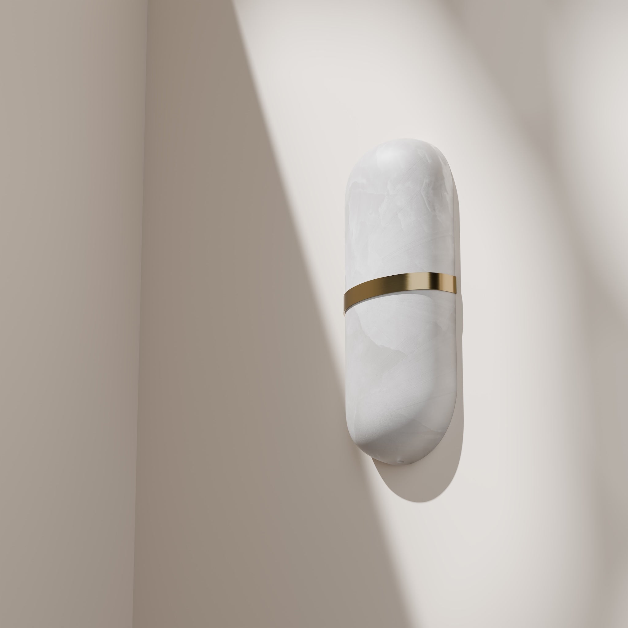 Calibo Bower Modern Alabaster Stone Capsule LED Wall Light | Alabaster with Brass - Dubbo Lighting Centre