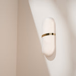 Calibo Bower Modern Alabaster Stone Capsule LED Wall Light | Alabaster with Brass - Dubbo Lighting Centre