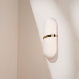 Calibo Bower Modern Alabaster Stone Capsule LED Wall Light | Alabaster with Brass - Dubbo Lighting Centre