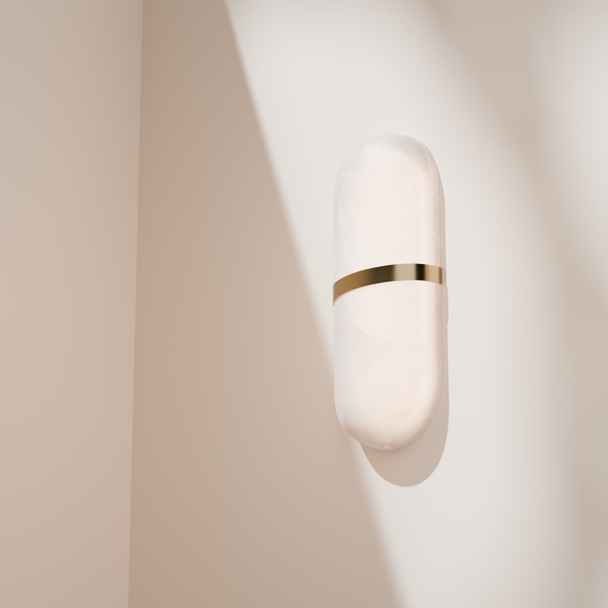 Calibo Bower Modern Alabaster Stone Capsule LED Wall Light | Alabaster with Brass - Dubbo Lighting Centre