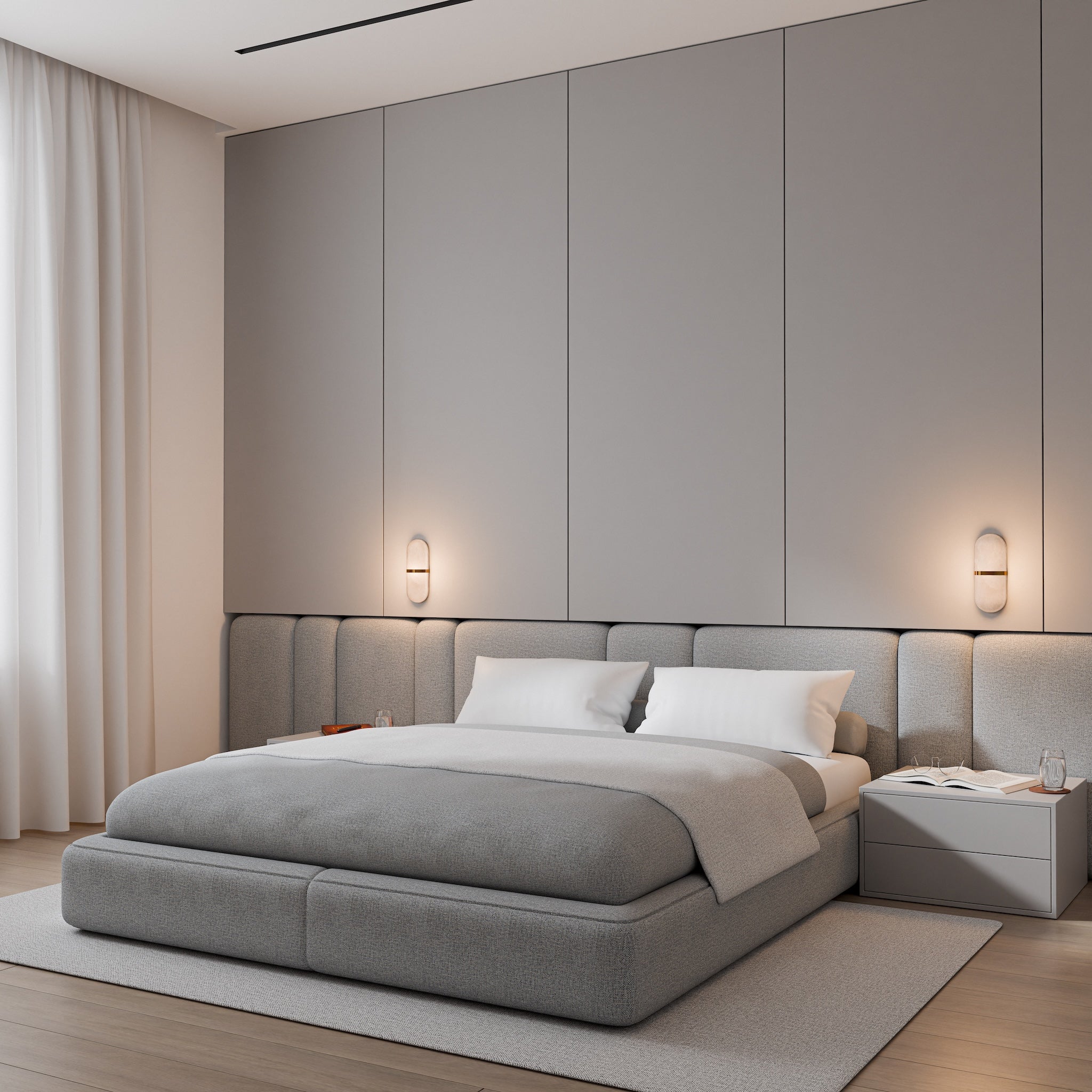 Calibo Bower Modern Alabaster Stone Capsule LED Wall Light | Alabaster with Brass - Dubbo Lighting Centre