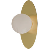 Calibo Crest Alabaster Glass 120mm Orb Wall Light Oval Plate 300mm | Brass - Dubbo Lighting Centre