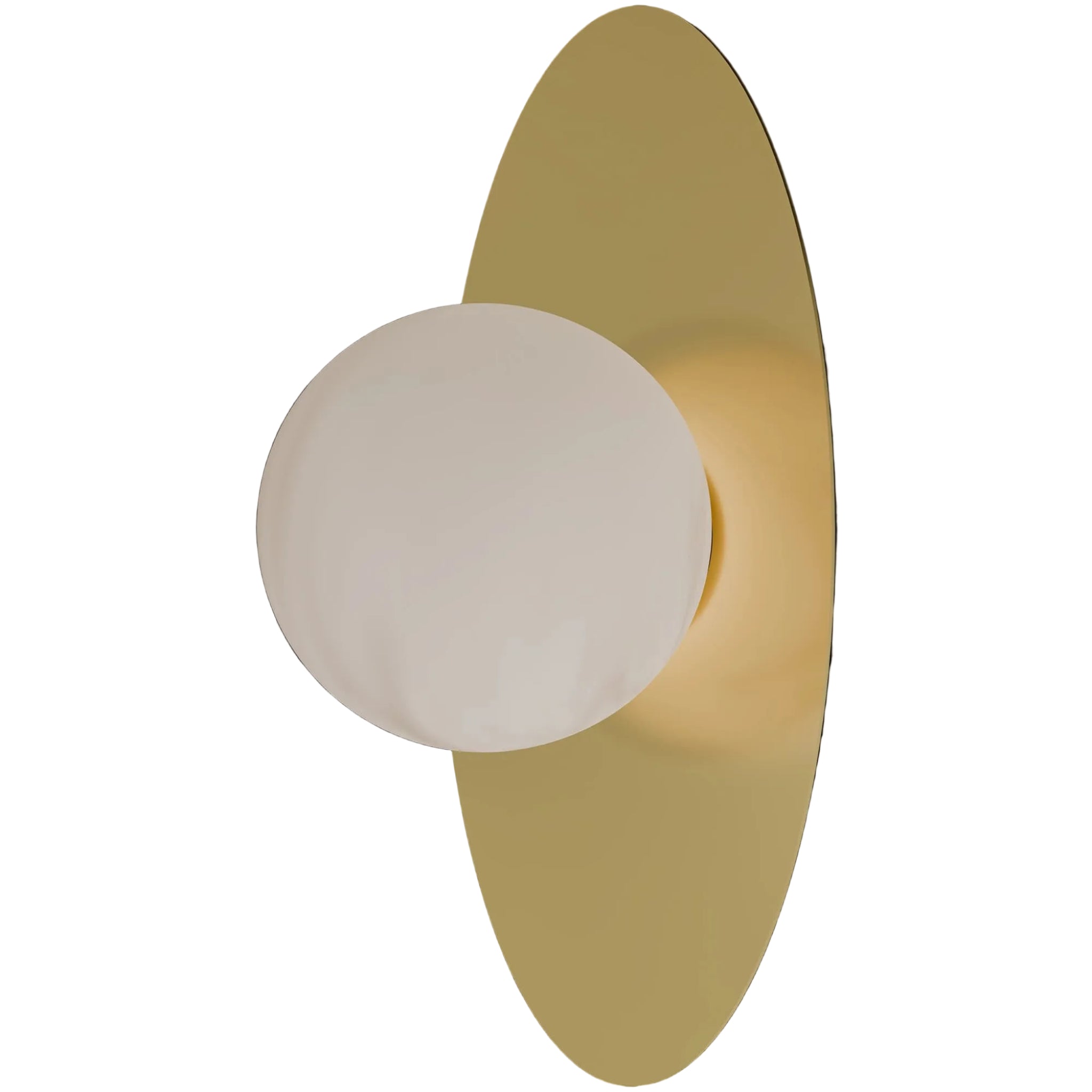 Calibo Crest Alabaster Glass 120mm Orb Wall Light Oval Plate 300mm | Brass - Dubbo Lighting Centre