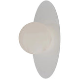 Calibo Crest Alabaster Glass 120mm Orb Wall Light Oval Plate 300mm | White - Dubbo Lighting Centre