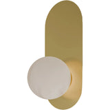 Calibo Crest Alabaster Glass 120mm Orb Wall Light Oval Plate 320mm | Brass - Dubbo Lighting Centre