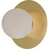 Calibo Crest Alabaster Glass 120mm Orb Wall Light Round Plate 200mm | Brass - Dubbo Lighting Centre