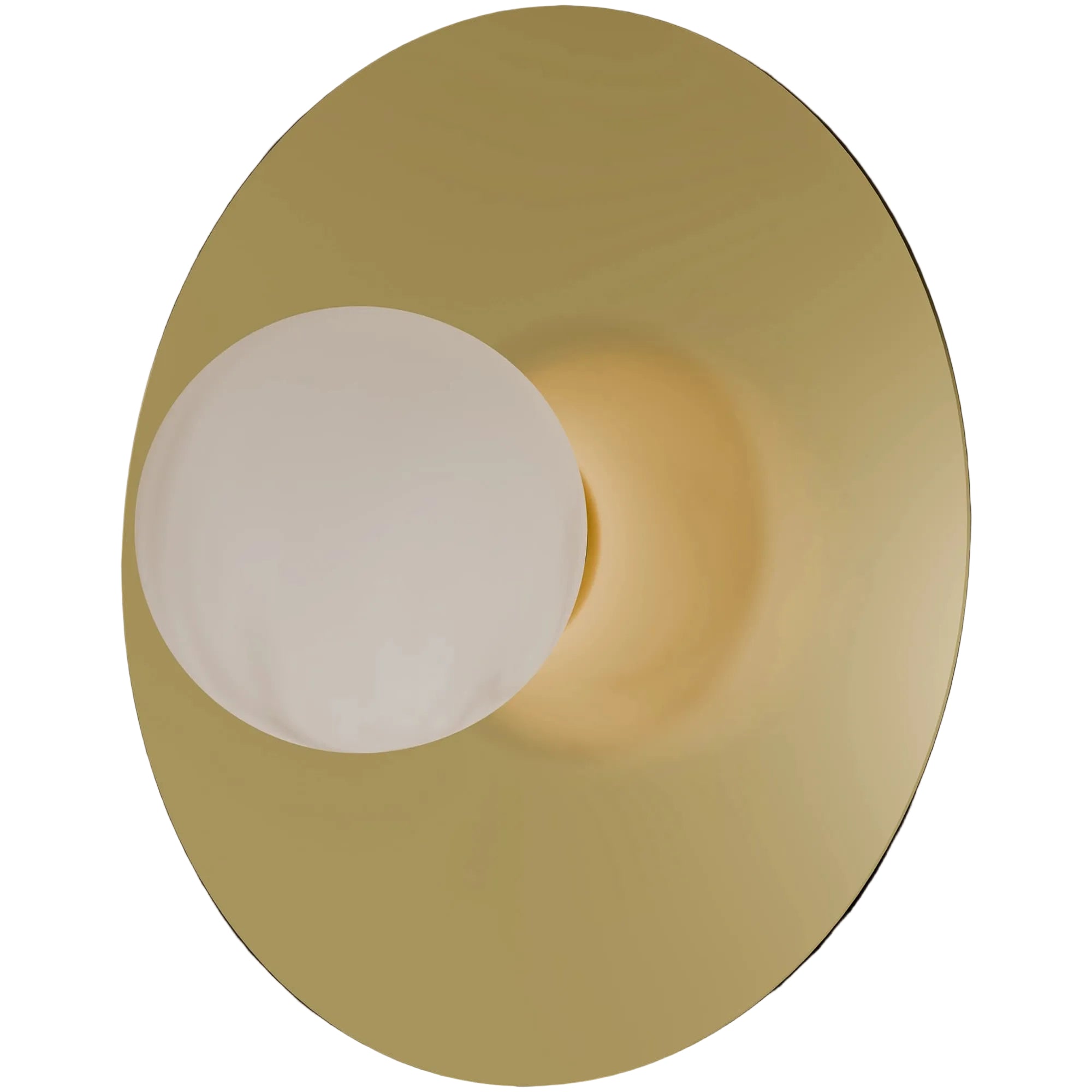 Calibo Crest Alabaster Glass 120mm Orb Wall Light Round Plate 300mm | Brass - Dubbo Lighting Centre