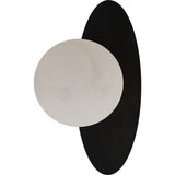 Calibo Crest Alabaster Glass 140mm Orb Wall Light Oval Plate 300mm | Black - Dubbo Lighting Centre