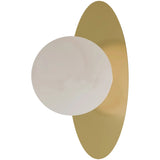 Calibo Crest Alabaster Glass 140mm Orb Wall Light Oval Plate 300mm | Brass - Dubbo Lighting Centre