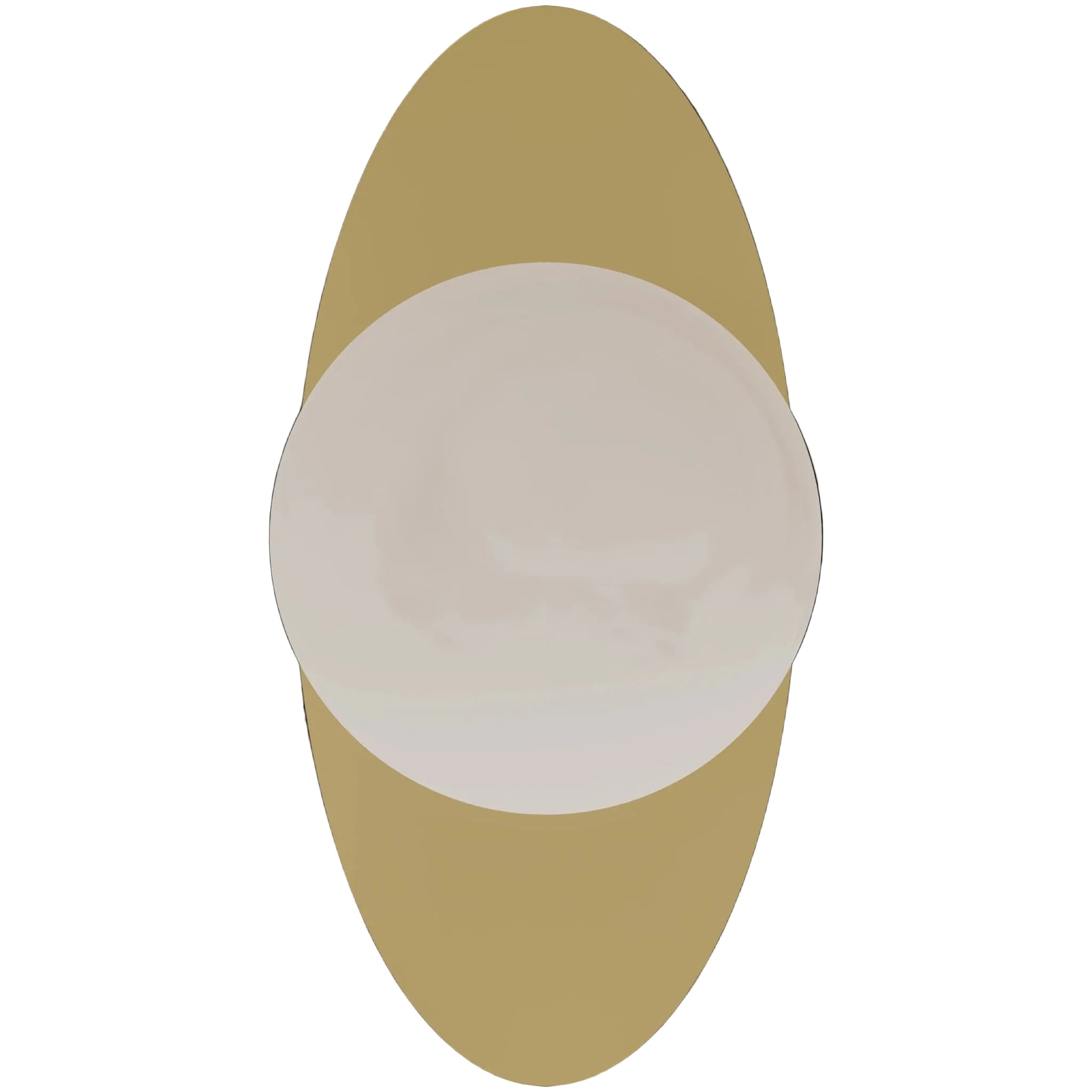 Calibo Crest Alabaster Glass 140mm Orb Wall Light Oval Plate 300mm | Brass - Dubbo Lighting Centre