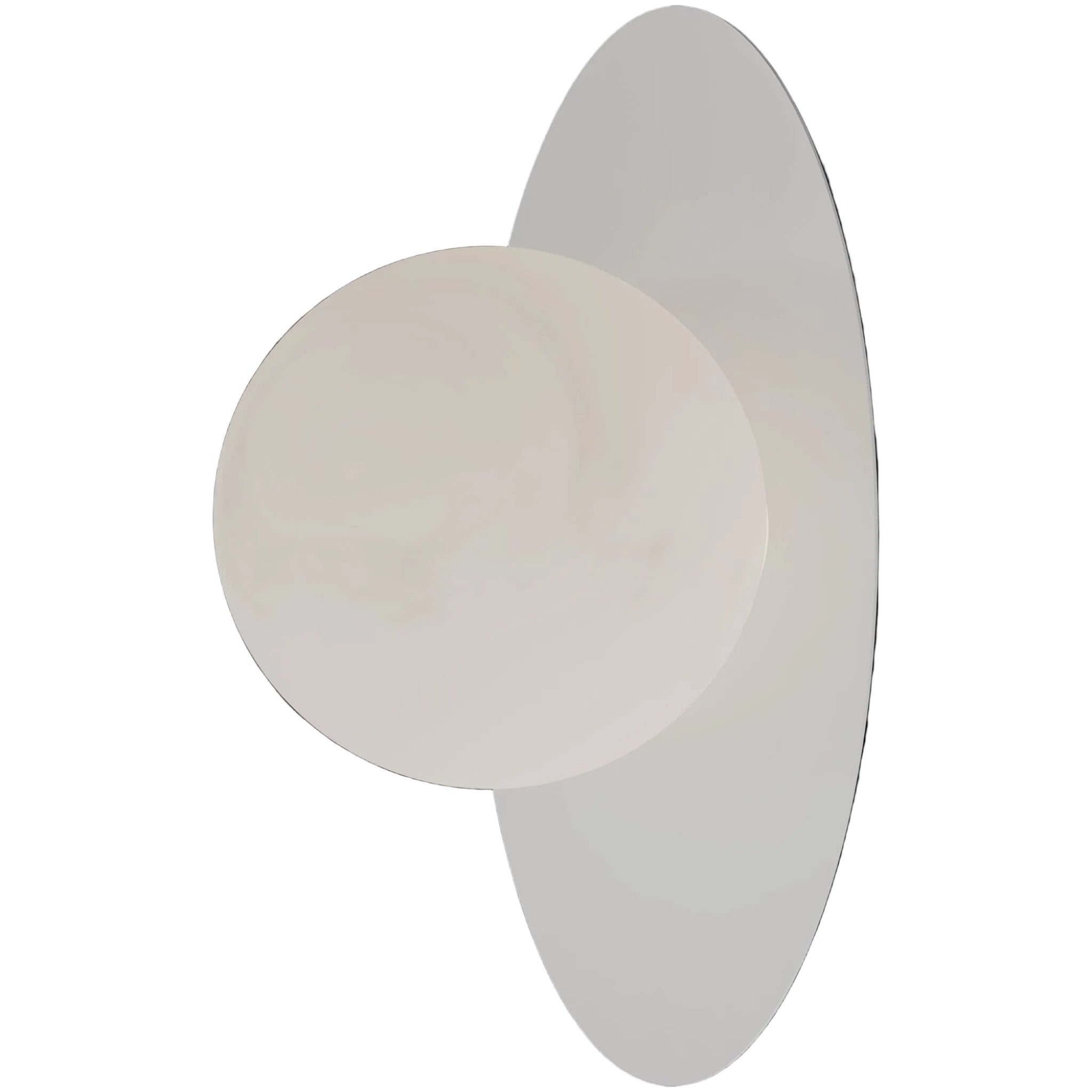 Calibo Crest Alabaster Glass 140mm Orb Wall Light Oval Plate 300mm | White - Dubbo Lighting Centre