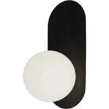 Calibo Crest Alabaster Glass 140mm Orb Wall Light Oval Plate 320mm | Black - Dubbo Lighting Centre