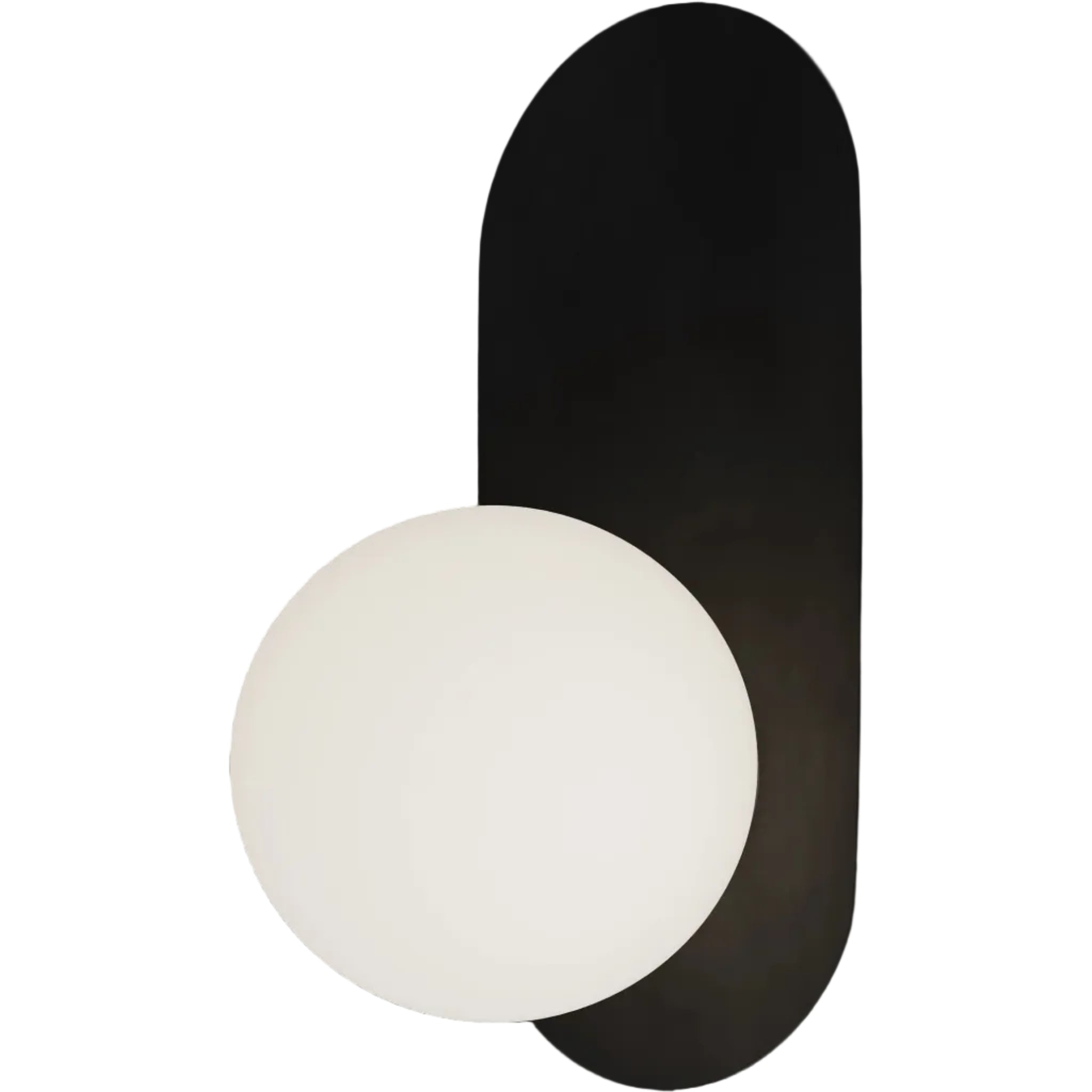 Calibo Crest Alabaster Glass 140mm Orb Wall Light Oval Plate 320mm | Black - Dubbo Lighting Centre