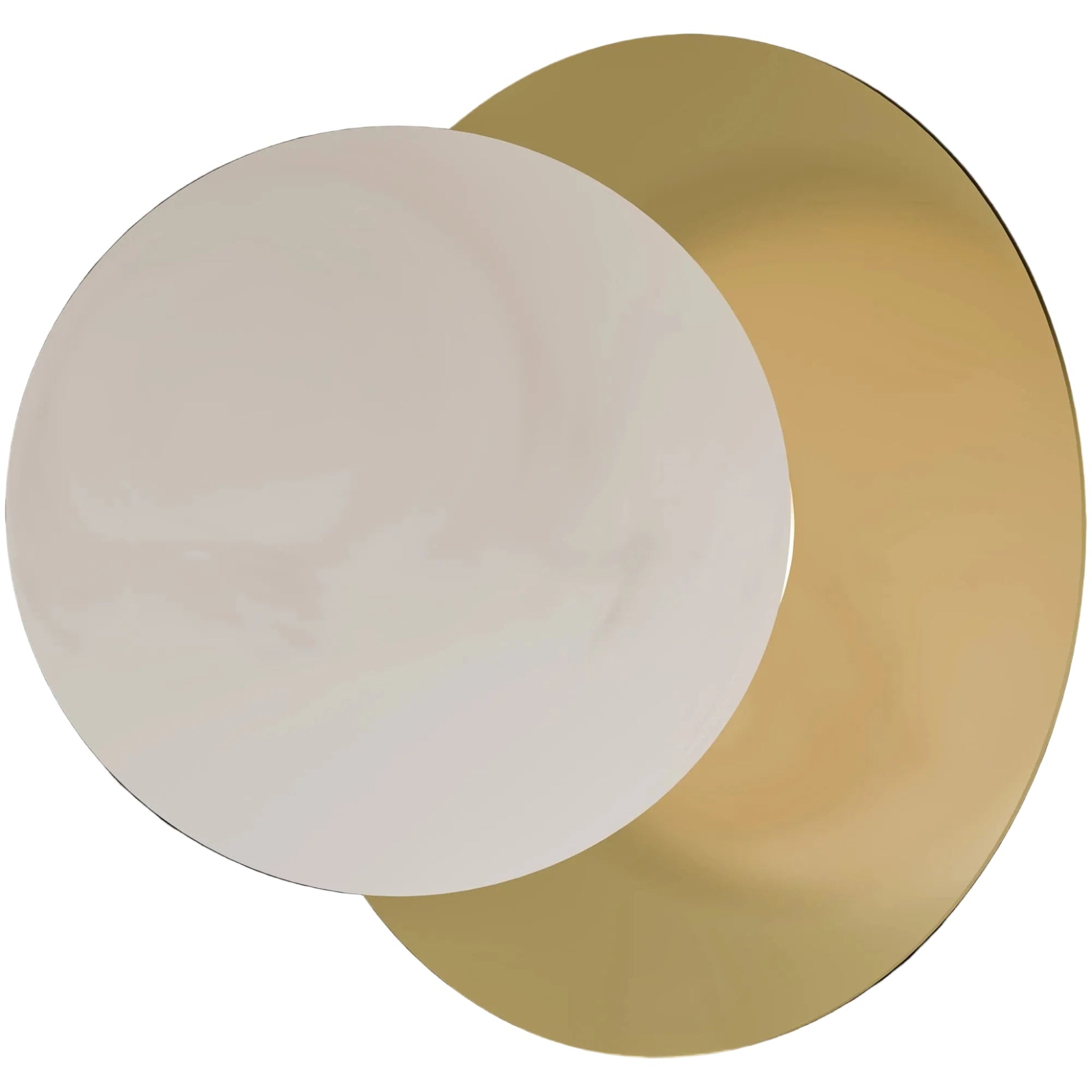 Calibo Crest Alabaster Glass 140mm Orb Wall Light Round Plate 200mm | Brass - Dubbo Lighting Centre