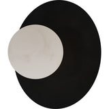 Calibo Crest Alabaster Glass 140mm Orb Wall Light Round Plate 300mm | Black - Dubbo Lighting Centre