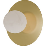 Calibo Crest Alabaster Glass 140mm Orb Wall Light Round Plate 300mm | Brass - Dubbo Lighting Centre