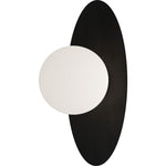 Calibo Crest Opal Glass 120mm Orb Wall Light Oval Plate 300mm | Black - Dubbo Lighting Centre