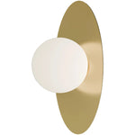 Calibo Crest Opal Glass 120mm Orb Wall Light Oval Plate 300mm | Brass - Dubbo Lighting Centre