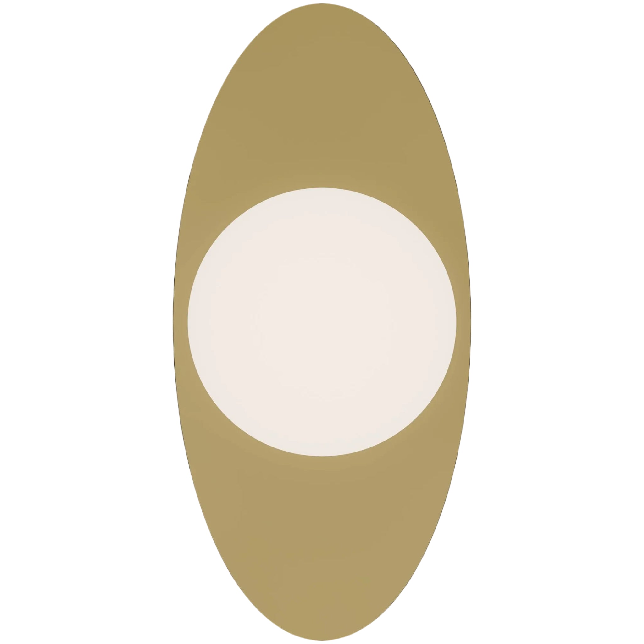 Calibo Crest Opal Glass 120mm Orb Wall Light Oval Plate 300mm | Brass - Dubbo Lighting Centre