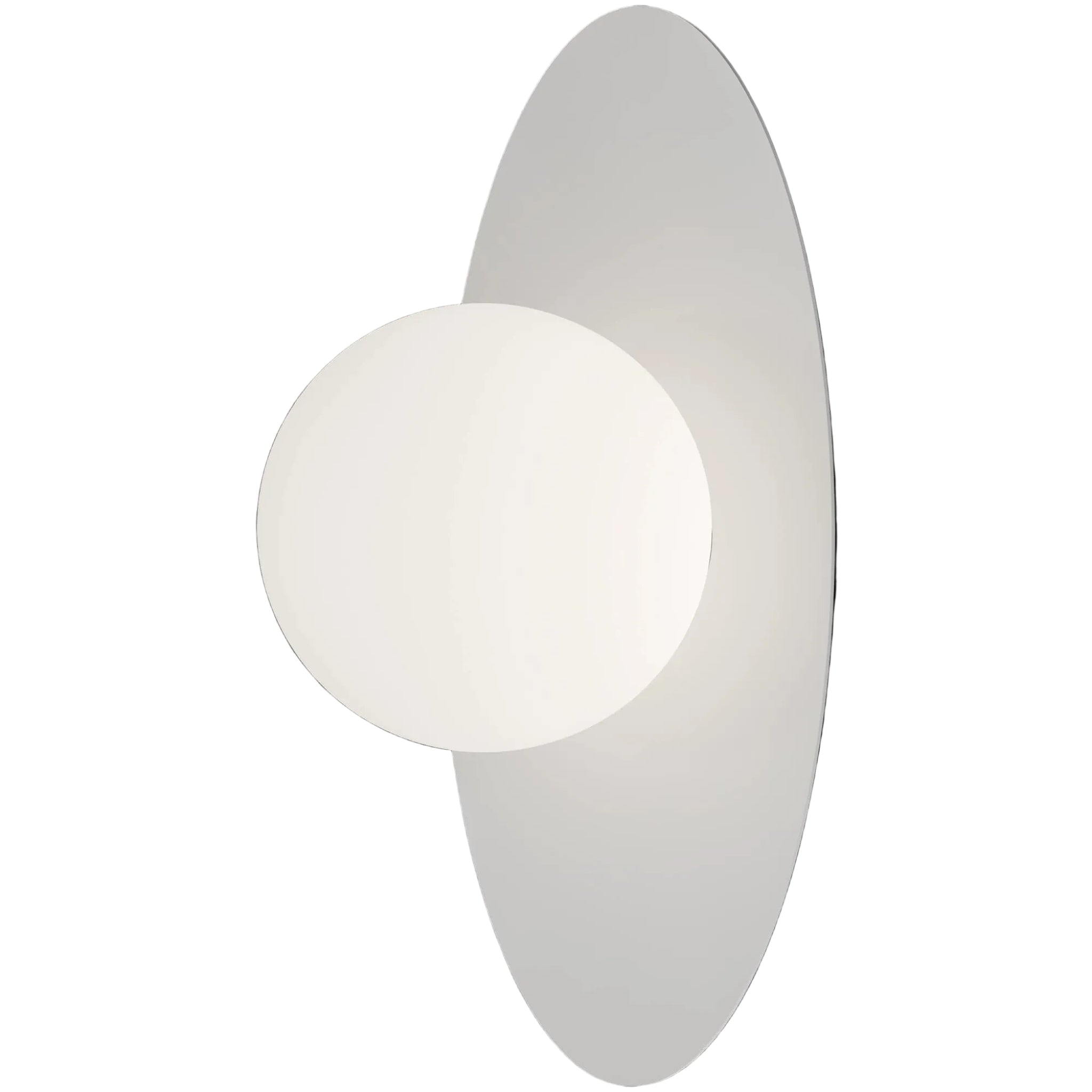 Calibo Crest Opal Glass 120mm Orb Wall Light Oval Plate 300mm | White - Dubbo Lighting Centre