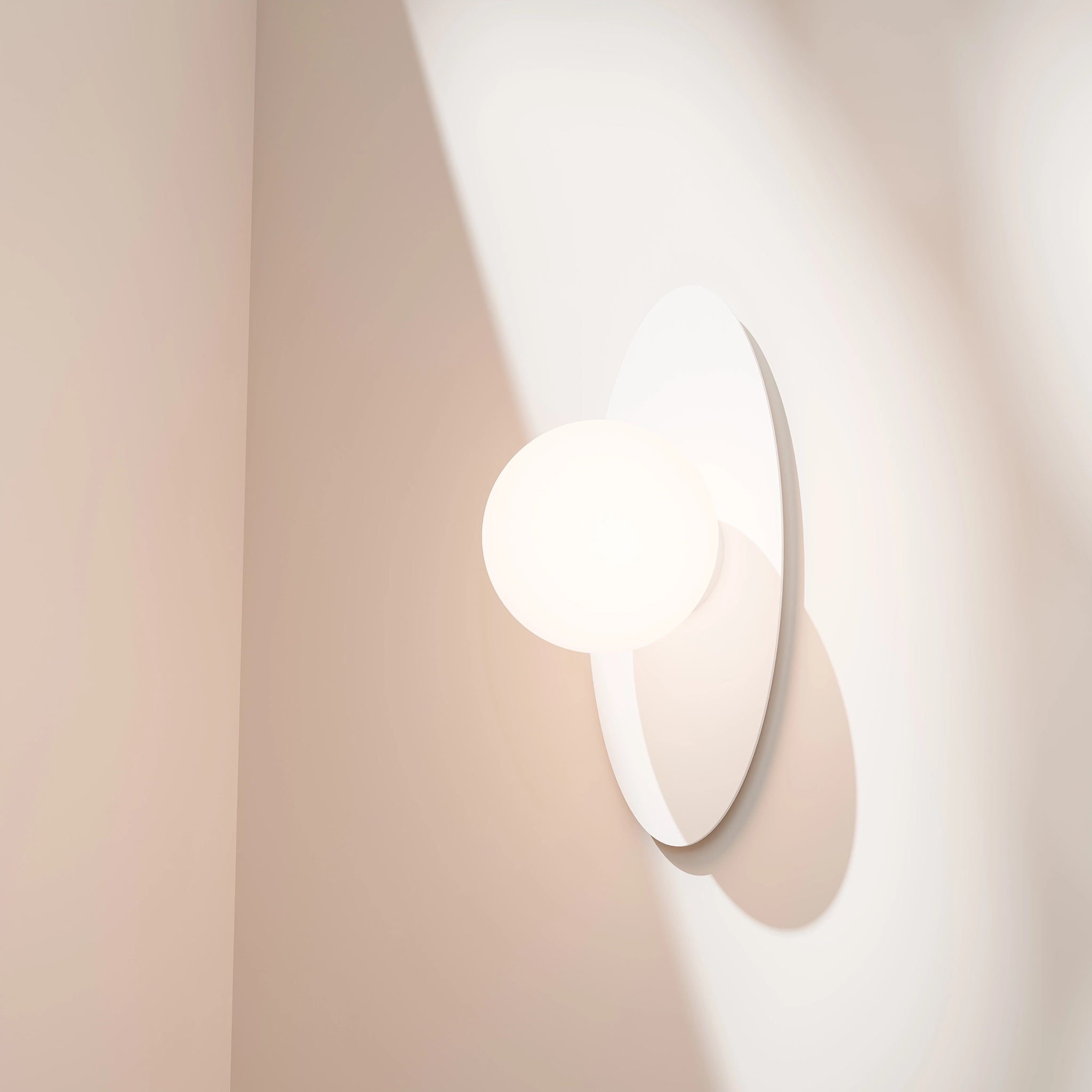 Calibo Crest Opal Glass 120mm Orb Wall Light Oval Plate 300mm | White - Dubbo Lighting Centre
