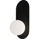 Calibo Crest Opal Glass 120mm Orb Wall Light Oval Plate 320mm | Black - Dubbo Lighting Centre