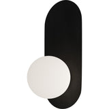 Calibo Crest Opal Glass 120mm Orb Wall Light Oval Plate 320mm | Black - Dubbo Lighting Centre