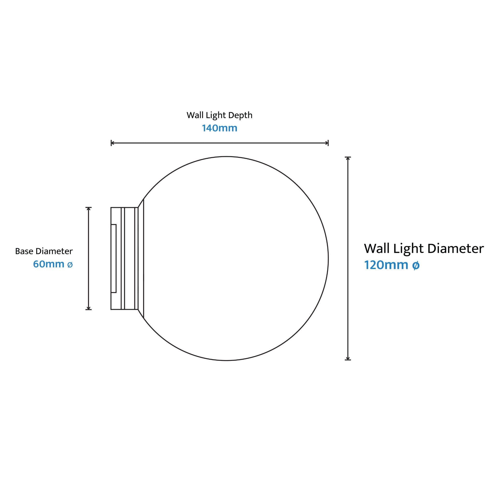Calibo Crest Opal Glass 120mm Orb Wall Light Oval Plate 320mm | Black - Dubbo Lighting Centre