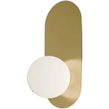 Calibo Crest Opal Glass 120mm Orb Wall Light Oval Plate 320mm | Brass - Dubbo Lighting Centre