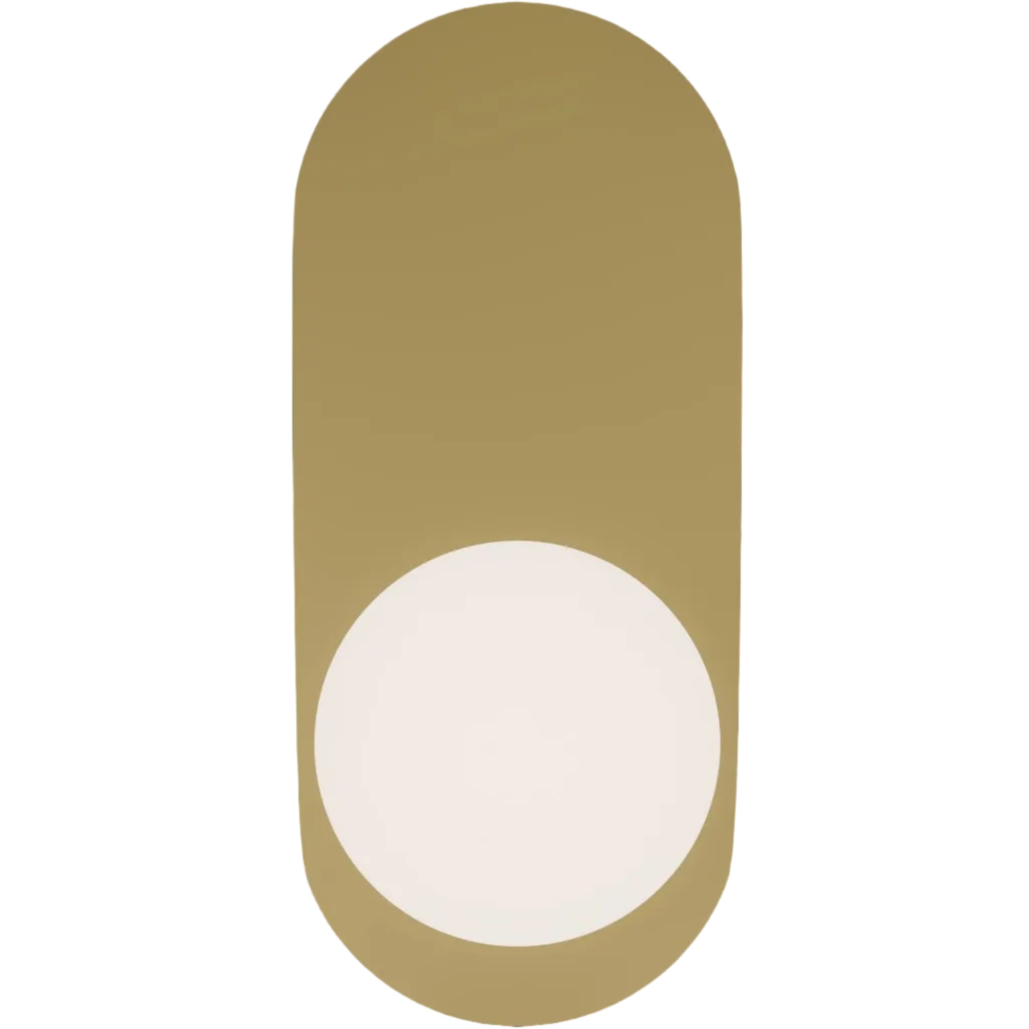 Calibo Crest Opal Glass 120mm Orb Wall Light Oval Plate 320mm | Brass - Dubbo Lighting Centre