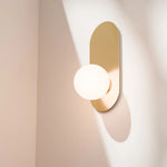 Calibo Crest Opal Glass 120mm Orb Wall Light Oval Plate 320mm | Brass - Dubbo Lighting Centre