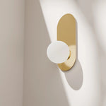 Calibo Crest Opal Glass 120mm Orb Wall Light Oval Plate 320mm | Brass - Dubbo Lighting Centre