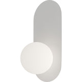 Calibo Crest Opal Glass 120mm Orb Wall Light Oval Plate 320mm | White - Dubbo Lighting Centre