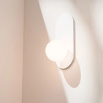 Calibo Crest Opal Glass 120mm Orb Wall Light Oval Plate 320mm | White - Dubbo Lighting Centre