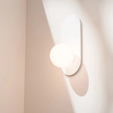 Calibo Crest Opal Glass 120mm Orb Wall Light Oval Plate 320mm | White - Dubbo Lighting Centre